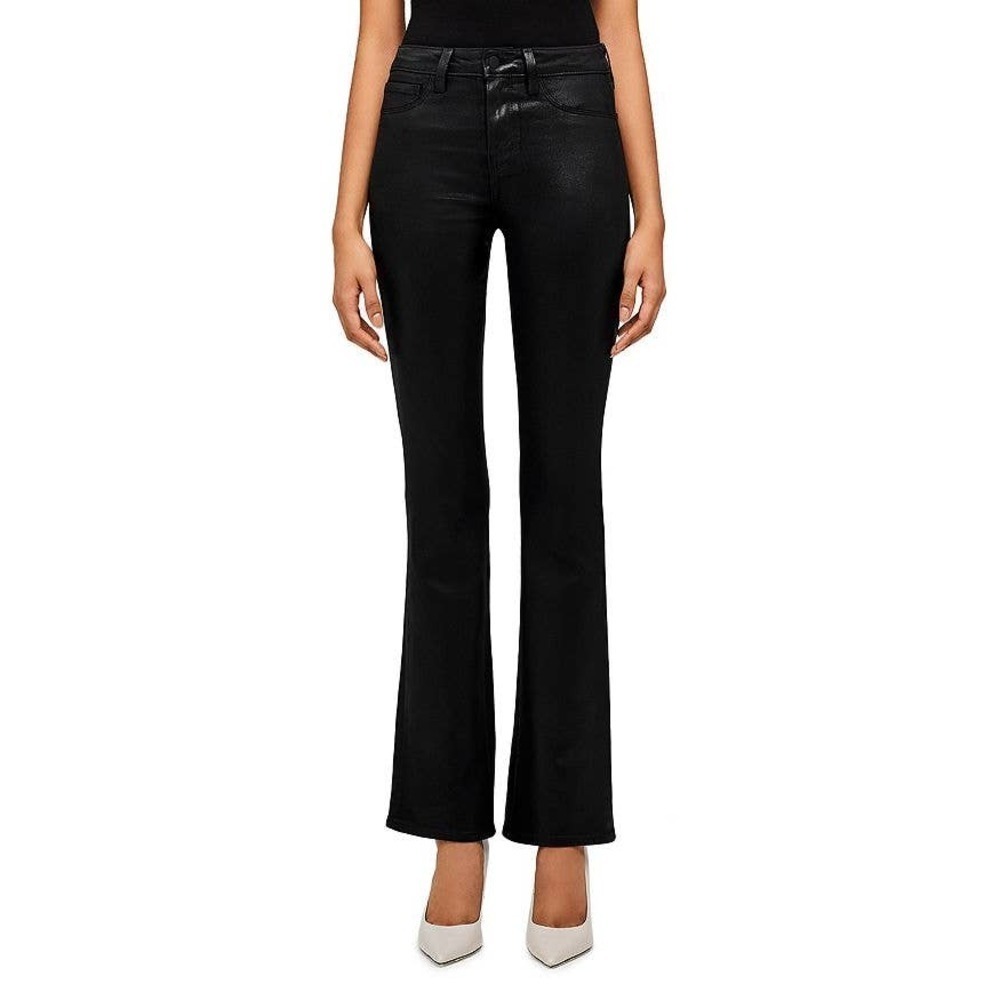 L'AGENCE Easy Care Oriana Bootcut Jeans Stretch Coated Solid Black Size 25 NWOT